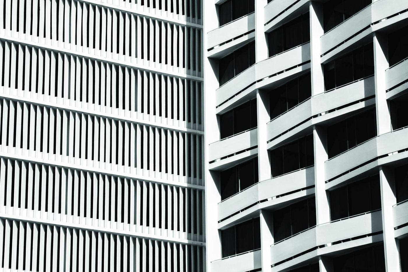 White louvres on a building facade