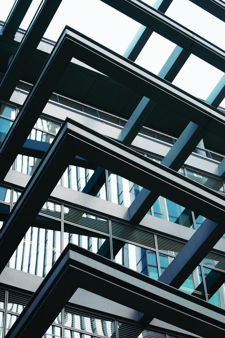 Steel frames seen from below